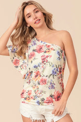 BiBi Floral Printed Jersey Knit Ruffle Sleeve Top OutfitFlow